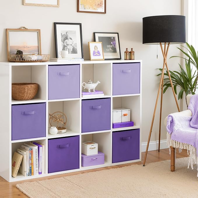 Cupic Cupid 6-Pack 13x13 Storage Cube Bins, Fabric Cubes, Purple Gradient | Foldable, Reinforced Front Handle, Holds Toys, Books, Accessories, Fits Closet, Shelves, Playroom, Office, Cubby