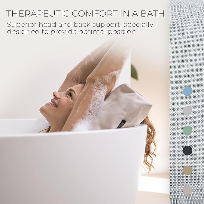 BADESOFA® Luxury Bath Pillow M in Grey, Quick-Drying Bath Back Pillow | Thick & Comfortable Tub Pillow for Bathtub, Full Body Support, Premium Spa Cushion, Luxury Bath Gift