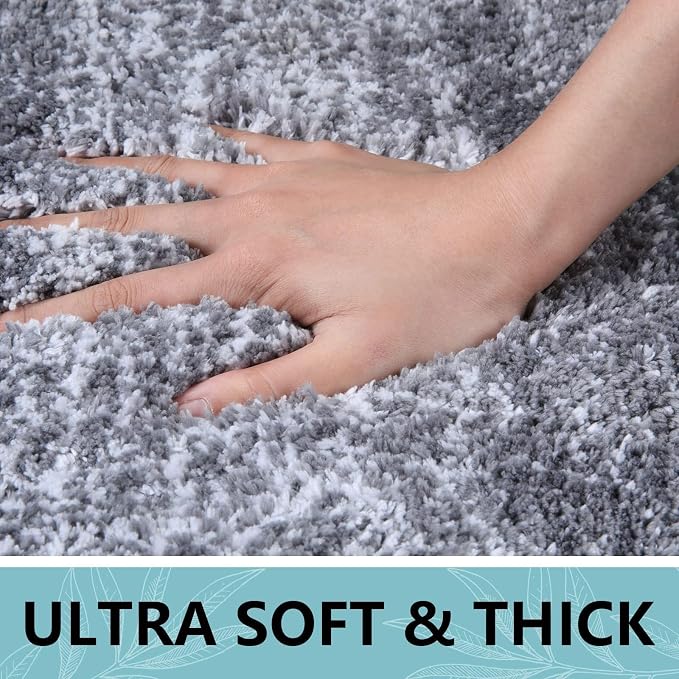 Arotive Microfiber Bathroom Rugs, Shaggy Soft Absorbent Bath Rug, 44x24 | Grey, Rubber Backing Thick Plush Machine Washable Dry Bath Mats for Bathroom, Tub and Shower, Rectangular