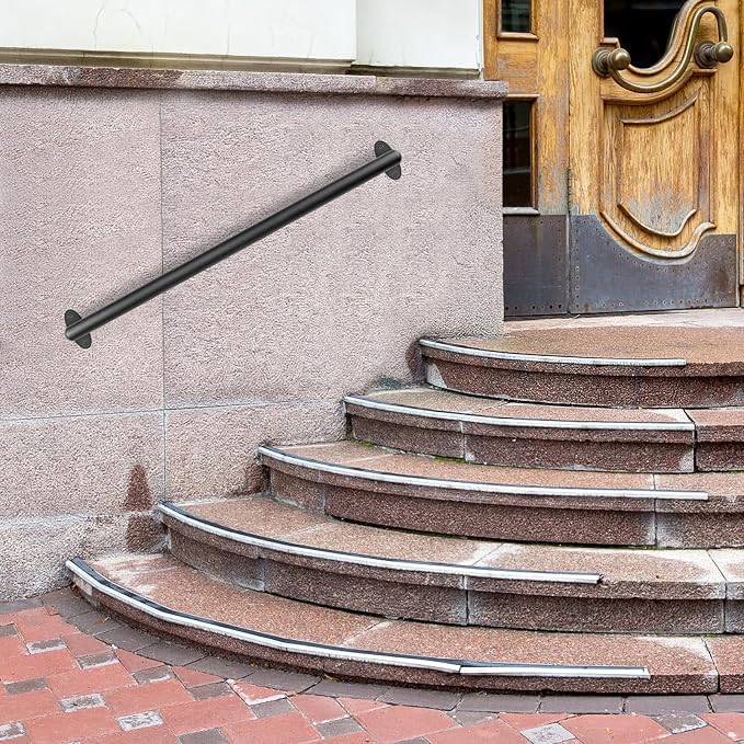 SELEWARE 38 Inch Pipe Stair Handrail Metal Staircase Handrail Industrial Hand Rails for Indoor & Outdoor Steps Wall Mount Hand Rails for Indoor Stairs 1.3" Pipe Safety Grab Bar for Stairs Porch