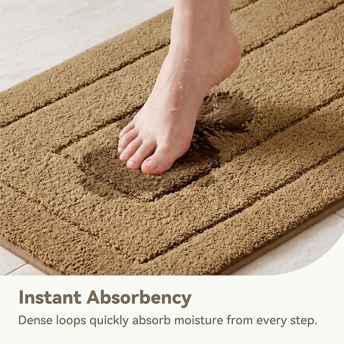 GRANNY SAYS Champagne Bathroom Rug 16" x 24", Non-Slip Microfiber Bath Mat | Ultra-soft, with durable TPR backing for reliable grip, fast water absorption, machine washable for small bathroom spaces