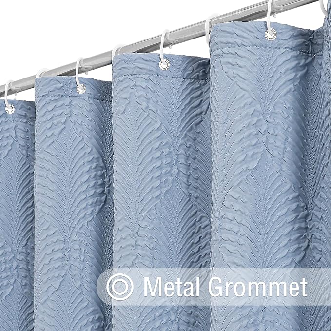 36x72 Small Stall Shower Curtain, Fog Blue Embossed Half Bath Curtain