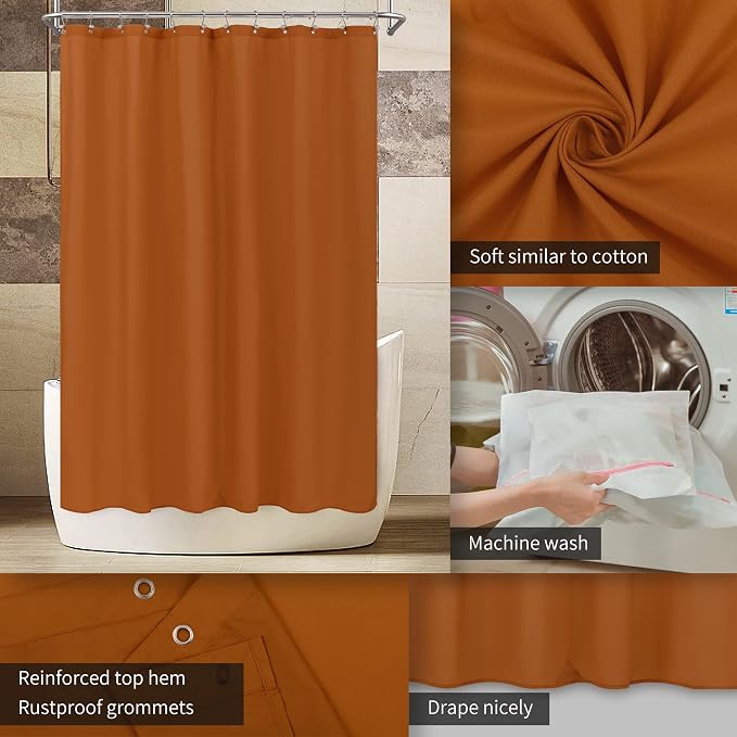ALYVIA SPRING Stall Waterproof Fabric Shower Curtain or Liner Orange, 36x72 | 2 Magnets, Soft Cloth & Hotel Quality, Machine Washable, Light-Weight, Stall Size