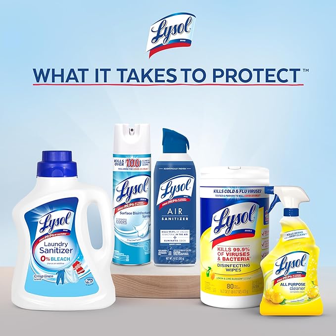 Lysol Disinfecting Wipes, Multi-Surface Cleaner, Mango, 80 ct. | All Purpose Cleaner, Sanitizing, Deodorizing, Apartment Essentials, Back To School Cleaning Supplies, Kitchen & Bathroom Wipe