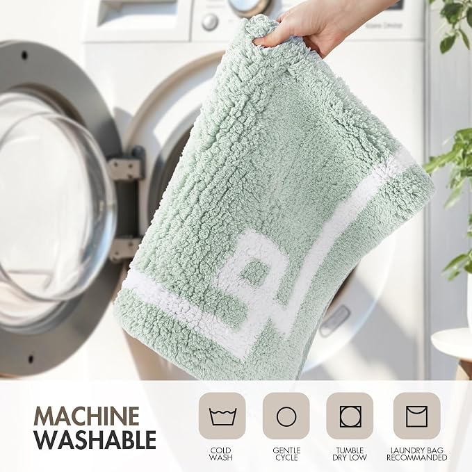 Madison Park Evan 100% Cotton Bath Runner Plush Absorbent, 24 x 72, Seafoam | Non-slip Backing, OEKO TEX, Luxurious Tufted Plush Bath Rug for Bathroom, Quick Dry, Spa Design Decorative for Shower Room