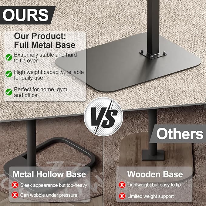 HzTinT Large Tv Tray Side Table Sofa Tray for Couch Heavy Metal Base | Swivel/Adjustable Height, Sofa Bed Bathroom Study TV Tray C Shaped End Table Food Snack Trays for Eating