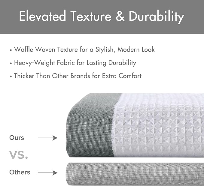 Madison Park Spa Waffle Weave Stall Shower Curtain, 36 x 72, Charcoal | Striped, Pieced Fabric Design, 3M Scotchgard Moisture Management, Hotel Quality, Modern, for Bathroom, OEKO-TEX Certified