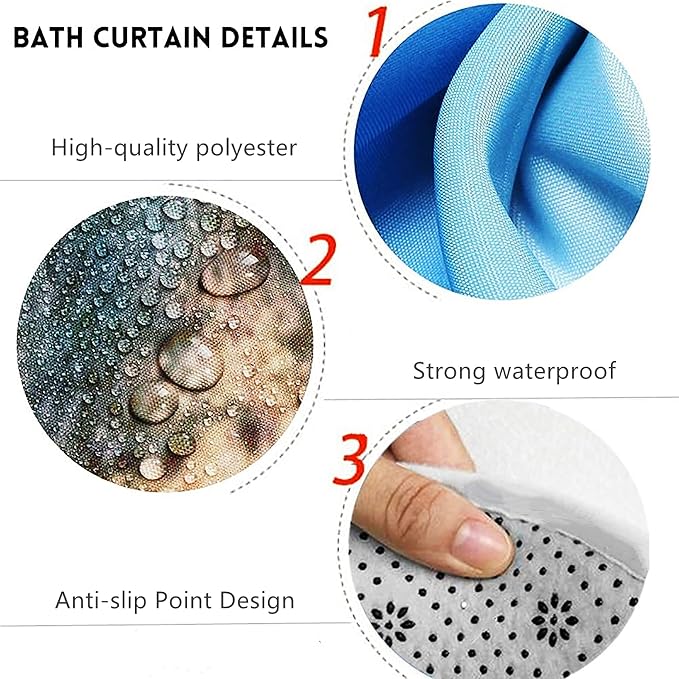 Nkzply 4Pcs Black Shower Curtain Bathroom Sets with Shower Curtain and Rugs | Gold Marble Modern Abstract Shower Curtain Set Grey Bathroom Rug Set Bathroom Decor Accessories with Hooks Toilet Lid Cover