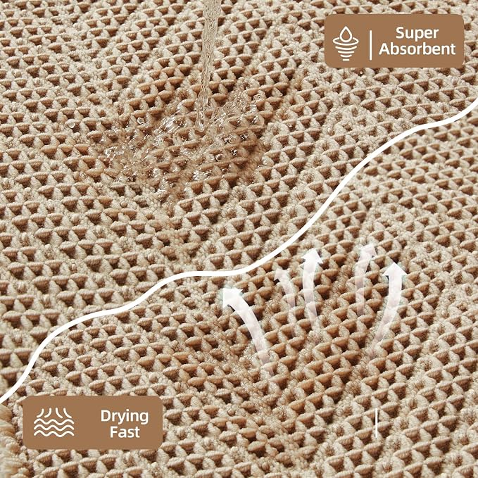 Sunfly Waffle Bath Mat, Boho Bath Rugs for Bathroom Floor Super Absorbent & Quick Dry, Non-Slip Washable Bath Mat with Tassels, Ultra Soft Farmhouse Bathroom Decor 24"*36" Beige