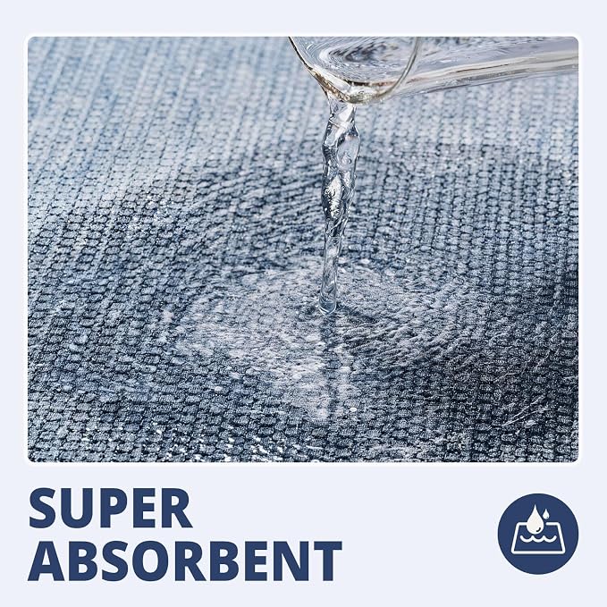 Bathroom Rugs Sets 2 Piece, Thin Bath Mat & U-Shaped Contour Toilet Rug Absorbent Quick Dry, Machine Washable, Non Slip Low Pile Bath Mats for Bathroom/Tub/Sink/Shower (27"x17" Plus 24"x20" U, Blue)