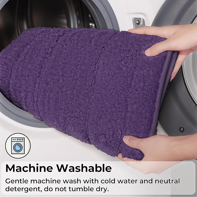 GRANNY SAYS Purple Bathroom Rug 24" x 43", Non-Slip Microfiber Bath Mat | Ultra-soft, durable TPR backing for reliable grip, fast water absorption, machine washable for Vanity, Shower, Tub