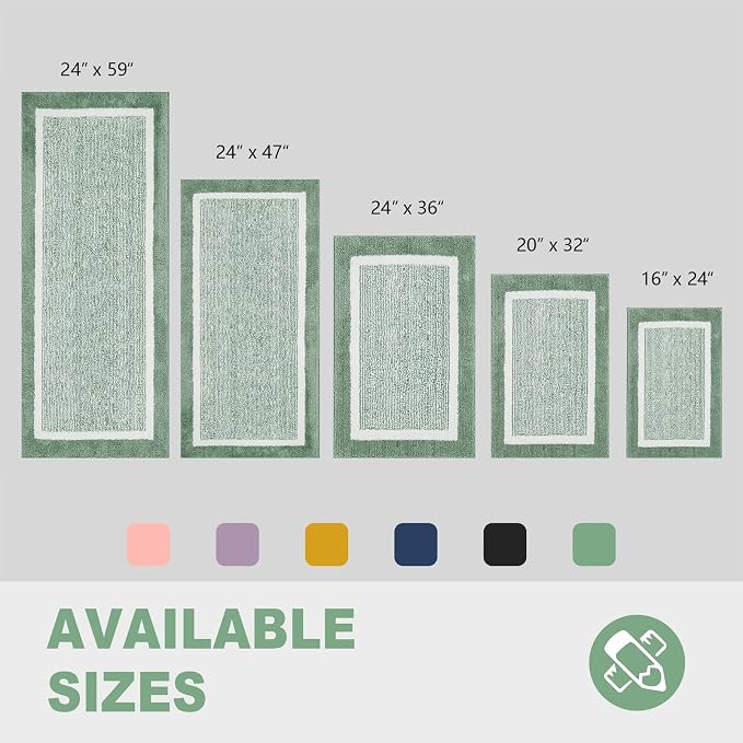 CozeCube Sage Green Bath Mat 24"x16" Non Slip Washable Rug | For Bathroom Non Slip, Fluffy Absorbent Microfiber Bath Mats Machine Wash, Stylish Small Aesthetic Bathroom Rugs