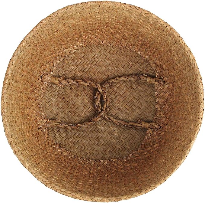 Woven Seagrass Belly Basket for Storage, Plant Pot, Laundry, Picnic and Grocery Basket with Handle (Large, Original)