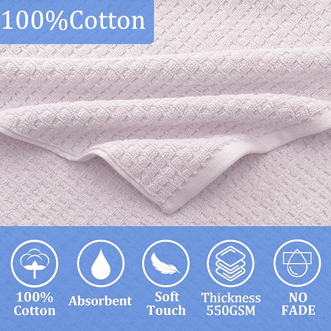 VOOVA & MOVAS Kids Hooded Bath Towel, 6-10 Years, 100% Cotton,Purple Waffle | Smooth Solid Waffle Fabric, Thick Fluffy Feel, Perfect for Daily Bath and Swimming