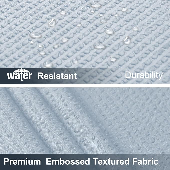 Glacier Blue Shower Curtain for Bathroom 96 Inches Extra Long, Elegant 3D Embossed Textured Fabric Shower Curtains, Water Repellent, Machine Washable, Hotel Style, 72" W x 96" L, Glacier Blue