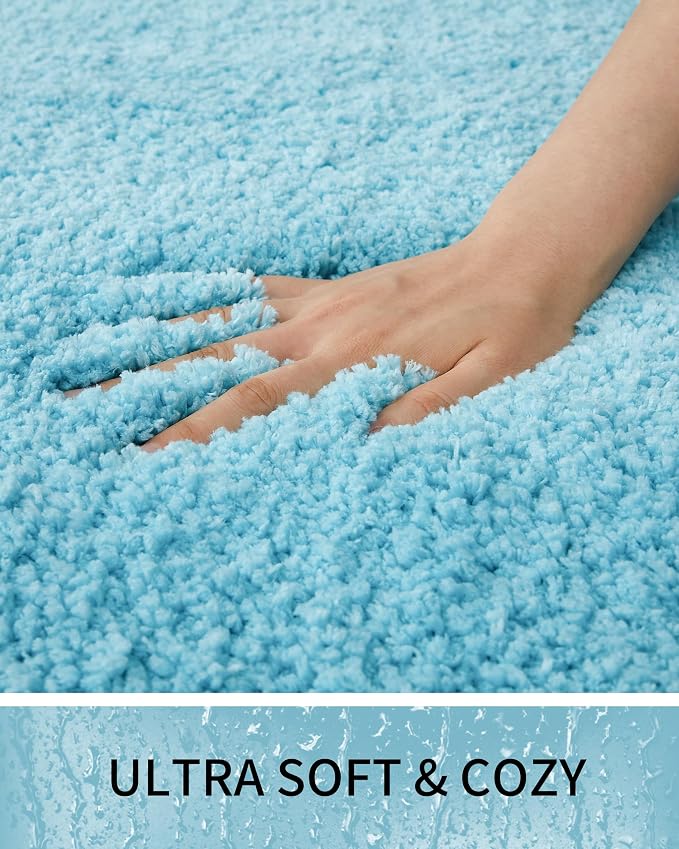 Toilet Rugs U-Shaped Mat 24x22, Contour Bathroom Mat - Ultra Soft & Absorbent Microfiber, Quick-Dry, Machine Washable with High Density Foam Latex Non Slip Backing, Teal