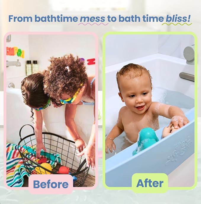 Original PlayPad, Bathtub Splash Guard Play Shelf - Toy Tray Caddy Holder Storage - Suction Cups Attach to Bath Tub - No Mess Water Spill in Bathroom for Toddlers Kids Baby (Orange)