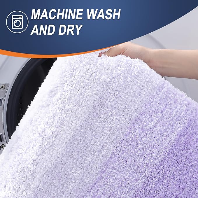 OLANLY Bathroom Runner Rug 40x24, Extra Soft Absorbent Microfiber Bath Rugs | Light Purple, Non-Slip Quick-Drying Rubber Backing, Washable Long Bath Mat for Floor, Tub and Shower, Home Decor