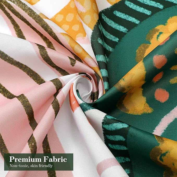 MitoVilla Extra Long Boho Floral Shower Curtain 72 x 84, Vintage Bathroom Shower Curtain with Tropical Leaves, XL Rustic Mid-Century Shower Curtains for Chic Bathroom Decor