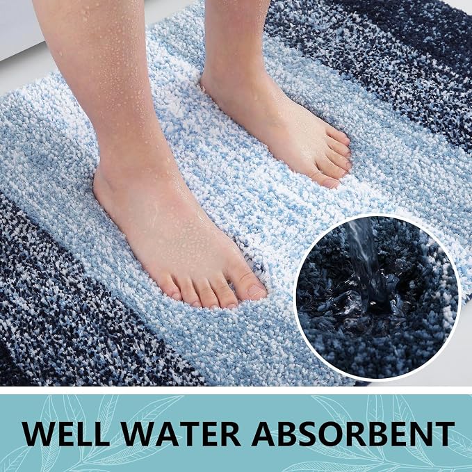 Arotive Microfiber Bathroom Rugs, Shaggy Soft and Absorbent Bath Rug, 24x24 | DarkBlue, Rubber Backing Thick Plush Machine Washable Dry Bath Mats for Bathroom, Tub and Shower, Round