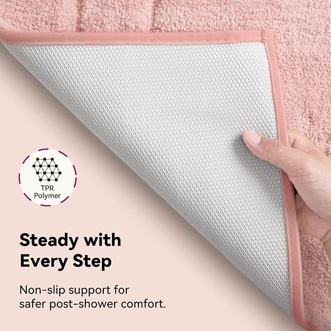 GRANNY SAYS Pink Bathroom Rug 16" x 24", Non-Slip Microfiber Bath Mat | Ultra-soft, with durable TPR backing for reliable grip, fast water absorption, machine washable for small bathroom spaces