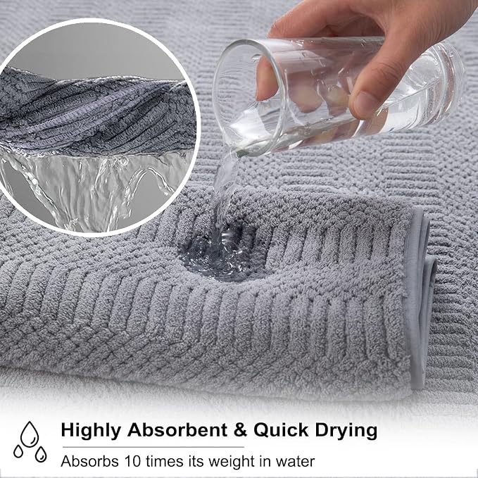 2 Piece Gray Geometric Hand Towel Set 16"x31" Soft Highly Absorbent Quick Dry Bathroom Towels Microfiber Plush Towels Set Woven Towels for Kitchen Hotel Spa Gym