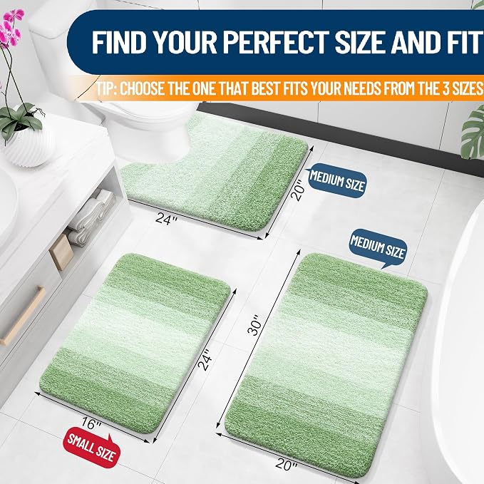 OLANLY Large Bathroom Rugs 50x30, Extra Soft Absorbent Microfiber Bath Rugs | Sage Green, Non-Slip Quick-Drying Rubber Backing, Washable Plush Bath Mat for Floor, Tub and Shower, Home Decor Accessories