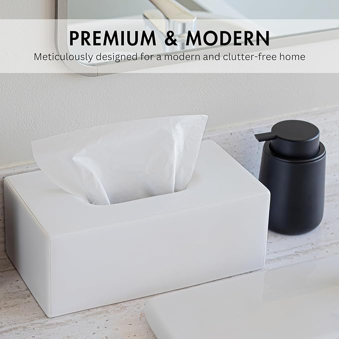 Yew Design Matte White Rectangular Tissue Box Cover