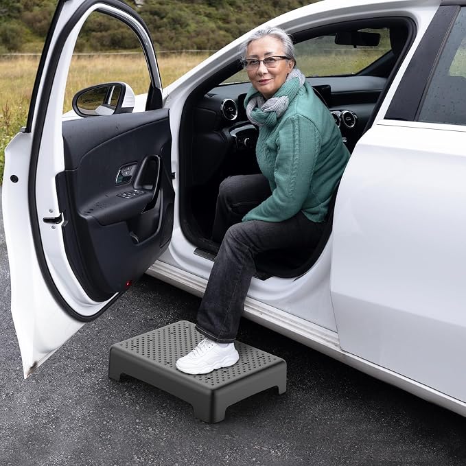 HBTower Mobility Step Stool for Adults & Seniors,Non-Slip Platform | Portable Riser, Safety Step for Car, Bedside, Office, Shower,Stairs,Black