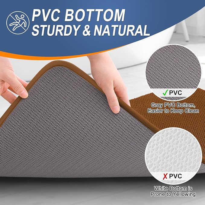 OLANLY Memory Foam Small Bathroom Rugs 24x16, Absorbent Bath Mat, Ochre | Soft Quick Dry Bath Rugs, Non-Slip Carpet, Machine Washable Mat for Bathroom Floor, Tub and Shower, Home Decor Accessories
