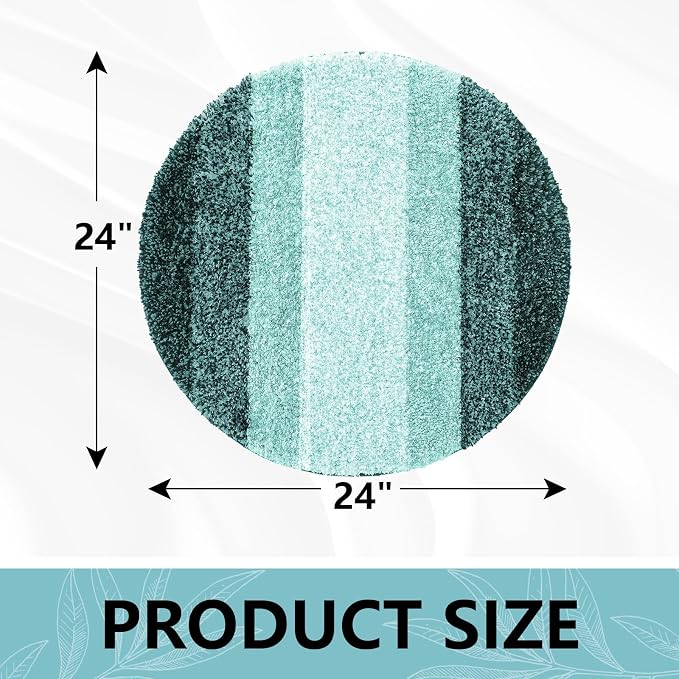 Arotive Microfiber Bathroom Rugs, Shaggy Soft and Absorbent Bath Rug, 24x24 | DarkGreen, Rubber Backing Thick Plush Machine Washable Dry Bath Mats for Bathroom, Tub and Shower, Round
