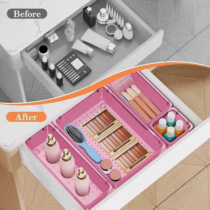 SpaceHacks 25 PCS Plastic Drawer Organizer, 4-Size Versatile Organizer Trays & storage Bins