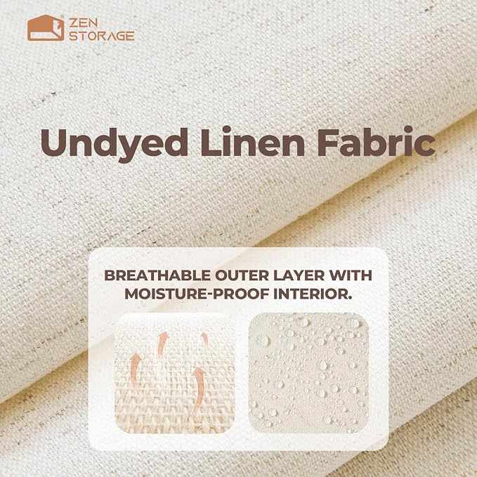 ZenStortage Cotton Linen Baby Drawer Organizers for Nursery, 12Pack Beige | Natural Cotton Linen Fabric, 3 Sizes for Flexible Combinations, Skin-Friendly Material, Foldable Zipper Design