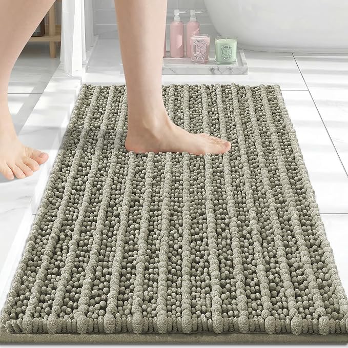 Arotive Bathroom Rugs Mat 24x16, Soft Absorbent Chenille Shaggy Bath Mat | Warm Taupe, Machine Wash Dry, Bath Rugs for Bathroom Floor, Tub and Shower, Home Decor Accessories