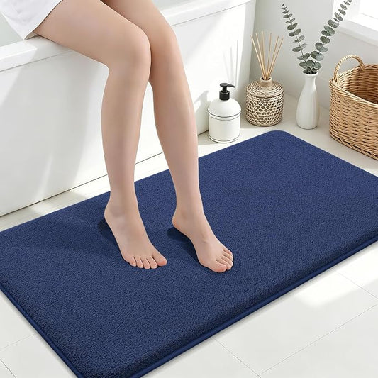 Smiry Memory Foam Bath Mat 44x24, Extra Soft Absorbent Bathroom Rugs | Navy Blue Quick Dry, Machine Washable Bath Mats for Bathroom, Shower, Tub and Home Decor Accessories