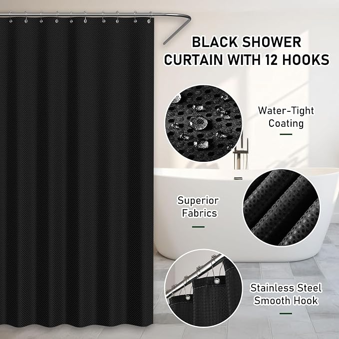 Bathroom Accessory Set - Bathroom Set, 27PC Bathroom Accessories Set, Black Bathroom Sets with Shower Curtain and Rugs, Mini Trash Can, Toilet Brush, Trash Can & Soap Dispenser