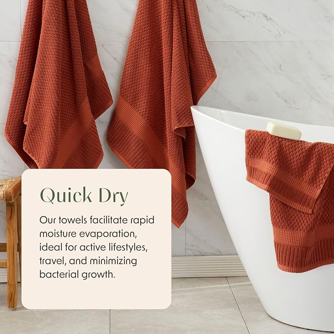 2 Pack Oversized Bath Towels 100% Cotton | Clay Towels | Oeko‑TEX Standard 100 | Soft & Absorbent, Quick‑Dry | Trinity Collection - Baked Clay
