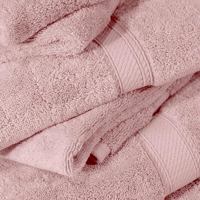 Superior Egyptian Cotton Plush & Absorbent, Bath Towel Set of 4, Tea Rose | Quick Dry, Soft Luxury Towel Set, Bath Essentials for Bathroom, Guest Bath, Spa, 4 Piece Bath, Madeline Towels