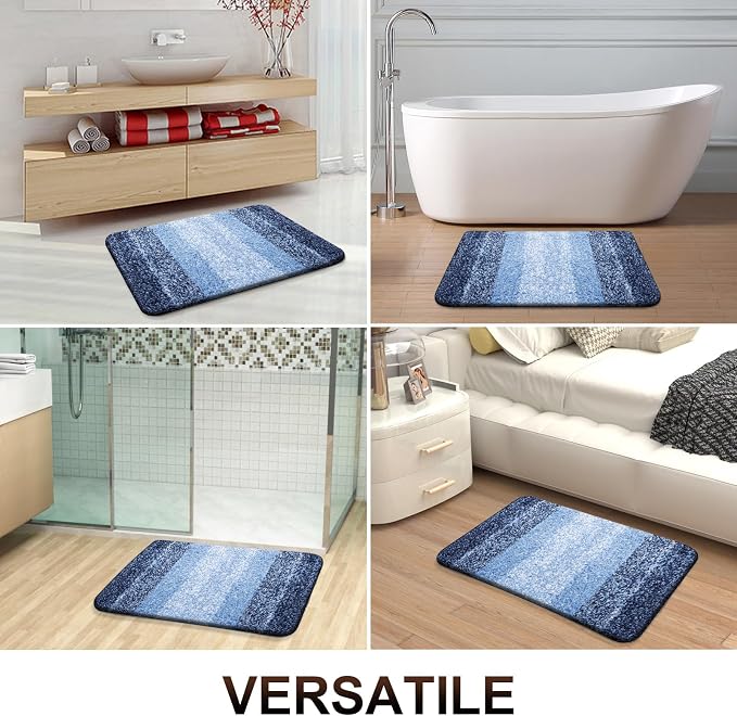 OLANLY Large Bathroom Rugs 50x30, Extra Soft Absorbent Microfiber Bath Rugs | Navy, Non-Slip Quick-Drying Rubber Backing, Machine Washable Plush Bath Mat for Floor, Tub and Shower, Home Decor Accessories