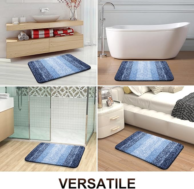 OLANLY Bathroom Runner Rug 44x24, Extra Soft Absorbent Microfiber Bath Rugs | Navy, Non-Slip Quick-Drying Rubber Backing, Machine Washable Long Bath Mat for Floor, Tub and Shower, Home Decor Accessories