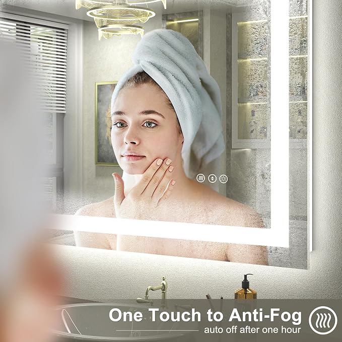 44x30 LED Bathroom Mirror with Backlit and Front Lights | Lighted Bathroom Vanity Mirror for Wall, Anti-Fog, Memory, Shatter-Proof, ETL Listed (Horizontal/Vertical)