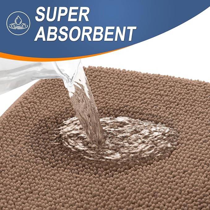 OLANLY Memory Foam Bathroom Runner Rugs 40x24, Absorbent Long Mat, Mocha | Soft Quick Dry Bath Rugs, Non-Slip Carpet, Machine Washable Mat for Bathroom Floor, Tub and Shower, Home Decor Accessories