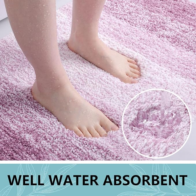 Arotive Microfiber Bathroom Rugs, Shaggy Soft Absorbent Bath Rug, 47x24 | Purple, Rubber Backing Thick Plush Machine Washable Dry Bath Mats for Bathroom, Tub and Shower, Rectangular