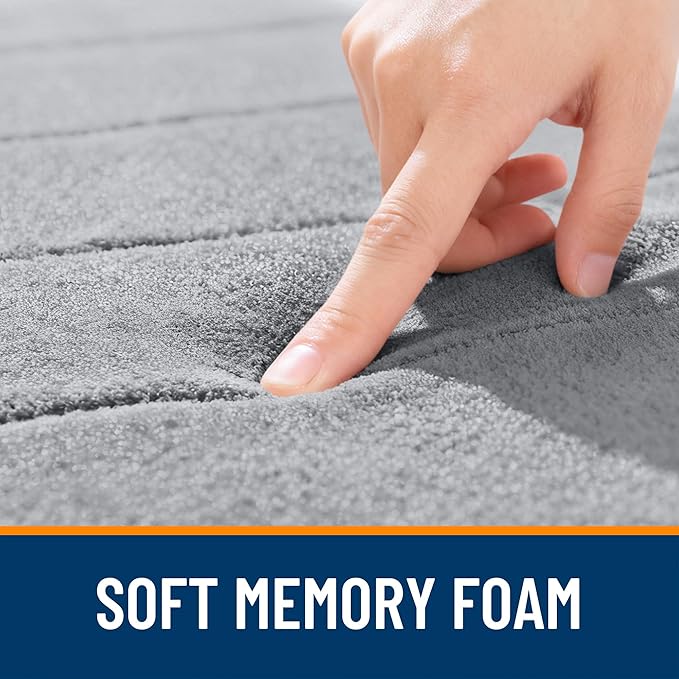 OLANLY Memory Foam Long Bathroom Rugs Runner 44x20, Super Soft Absorbent | Grey, Quick Dry Bath Mat, Machine Washable Shower Floor Rugs, Bathmat Carpet for Bathroom Floor, Tub and Shower