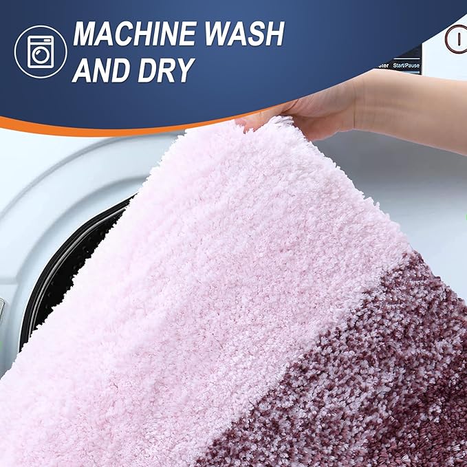 OLANLY Bathroom Runner Rug 45x27, Extra Soft Absorbent Microfiber Bath Rugs | Mauve, Non-Slip Quick-Drying Rubber Backing, Machine Washable Long Bath Mat for Floor, Tub and Shower, Home Decor Accessories