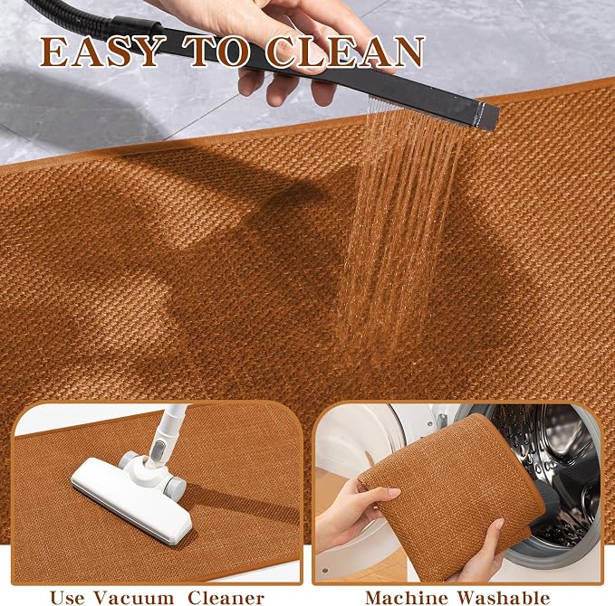 Bathroom Rugs Mat 59x24, Ultra Thin Non Slip Bath Mat Large Quick Dry Absorbent Bath Mat for Bathroom Floor, (Orange, 59"x24")