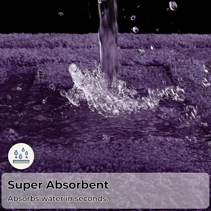 GRANNY SAYS Purple Bathroom Rug 24" x 43", Non-Slip Microfiber Bath Mat | Ultra-soft, durable TPR backing for reliable grip, fast water absorption, machine washable for Vanity, Shower, Tub