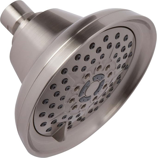 Massage Shower Head With Mist - 1.8 GPM - Brushed Nickel | High Pressure Boosting, 6 Function Adjustable Massaging Rainfall Showerhead For Low Flow Baths With Water Saving Nozzles