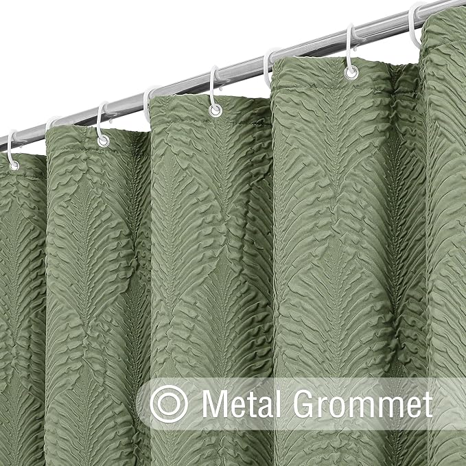 72x84 Extra Long Shower Curtain, Sage Green 3D Embossed Half Bath Curtain