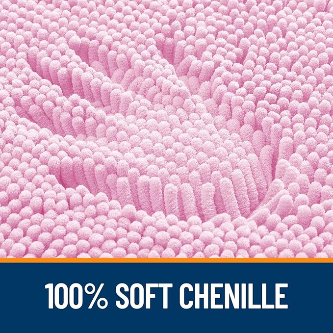 OLANLY Bathroom Rugs 30x20, Extra Soft Absorbent Chenille Bath Rugs | Pink, Quick-Drying Rubber Backing, Machine Washable Bath Mat for Bathroom Floor, Tub and Shower, Home Decor Accessories